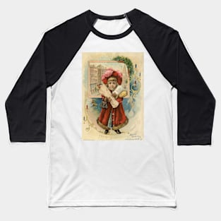 Vintage Christmas Girl With Gifts Baseball T-Shirt